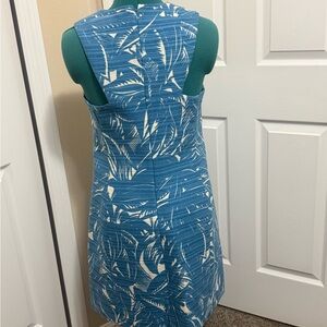 Tory Burch Blue and White Leaf Print Mini Dress, worn once, excellent condition